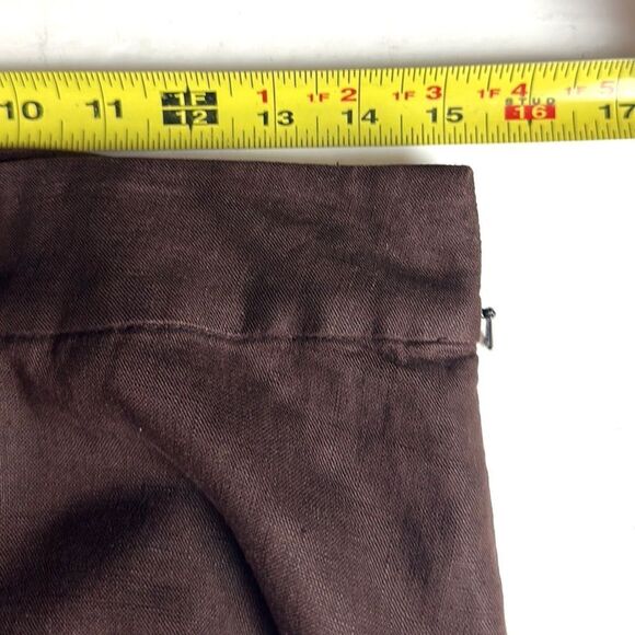 TALBOTS Vintage A-Line Chocolate Brown Linen Embroidered Knee Length Skirt US 8 - Picture 10 of 11